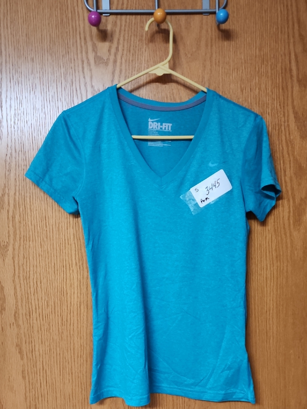 Nike Women's Dri-FIT V-Neck Short Sleeve Tee - Teal Blue S number 3445